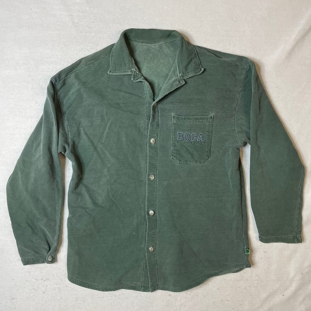 Boca Button Down Long Sleeve‎ Shirt Mens Green Casual